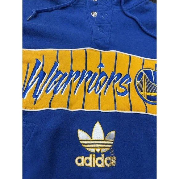 Rare VTG Adidas Golden State Warriors Button Hoodie Sz XL NBA curry butler - Picture 3 of 11
